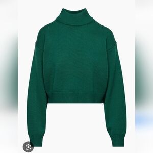 Aritzia Wilfred Free Mock Neck Sweater Emerald Green Merino Wool Small S Harper